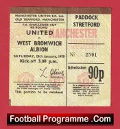 Manchester United v WBA 1978 – FA Cup Match Ticket