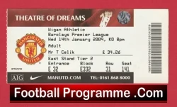 Manchester United v Wigan Athletic 2009 - Match Ticket - football memorabilia