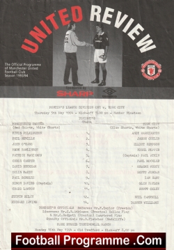 Manchester United v York City 1994 - Reserves Match + David Beckham - football programme