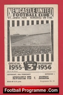 Newcastle United v Arsenal 1956 - football programme