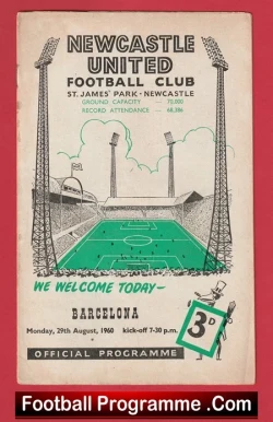 Newcastle United v Barcelona 1960 - Barca - football programme