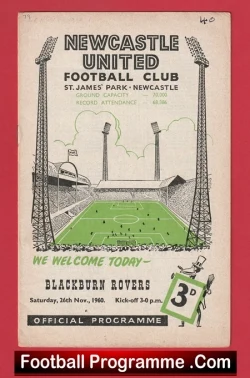 Newcastle United v Blackburn Rovers 1960 - football programme