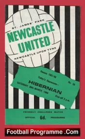 Newcastle United v Hibernian Hibs 1968