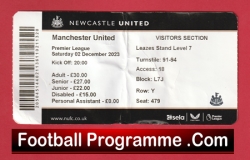 Newcastle United v Manchester United 2023 - Match Ticket - football memorabilia