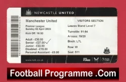 Newcastle United v Manchester United 2023 - Football Ticket - football memorabilia