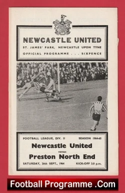 Newcastle United v Preston North End 1964 - PNE - football programme