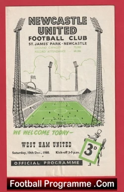 Newcastle United v West Ham United 1960 - football programme