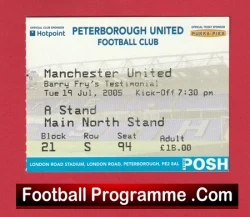 Peterborough United v Manchester United 2005 - Football Ticket - football memorabilia