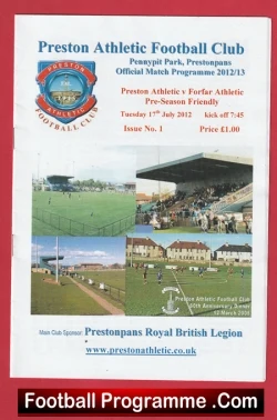 Preston Athletic v Forfar Athletic 2012 - Plus extras - football programme