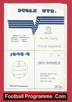 Scole United v Methwold 1989 - Norfolk County League - football programme