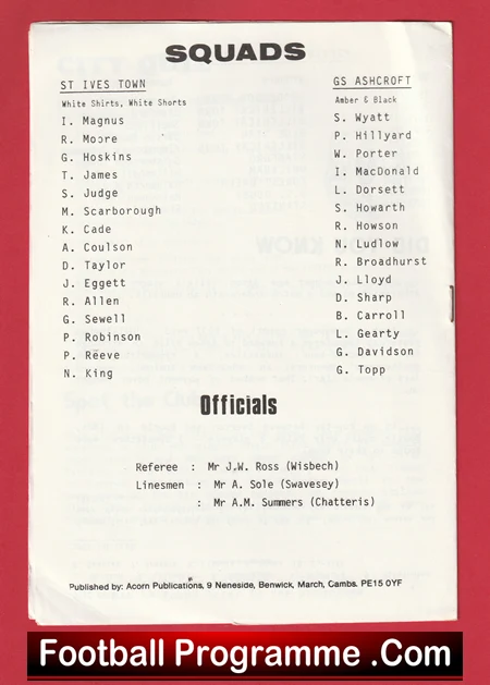 St Ives Town v GS Ashcroft CO OP 1984 - FA Vase - Image 3
