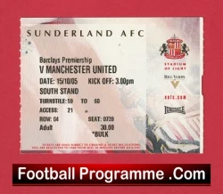 Sunderland v Manchester United 2005 - Match Ticket - football memorabilia