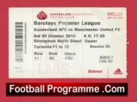 Sunderland v Manchester United 2013 – Match Ticket