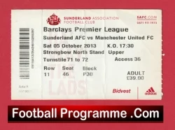 Sunderland v Manchester United 2013 - Match Ticket - football memorabilia