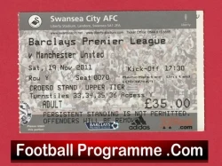 Swansea City v Manchester United 2011 - Match Ticket - football memorabilia