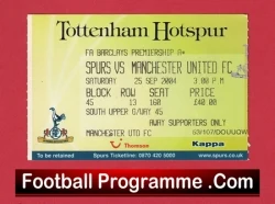 Tottenham Hotspur v Manchester United 2004 - Football Ticket - football memorabilia