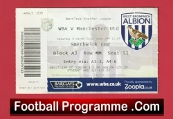 West Bromwich Albion v Manchester United 2014 - WBA Ticket - football memorabilia