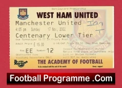 West Ham United v Manchester United 2002 - Football Ticket - football memorabilia
