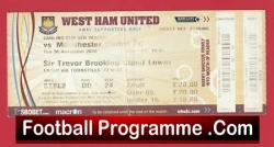 West Ham United v Manchester United 2010 - Football Ticket - football memorabilia