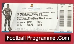 West Ham United v Manchester United 2013 - Football Ticket - football memorabilia