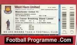 West Ham United v Manchester United 2014 - Football Ticket - football memorabilia