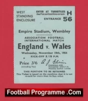England v Wales 1954 – Football Ticket 1950s