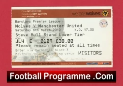 Wolves v Manchester United 2010 - Football Ticket - football memorabilia