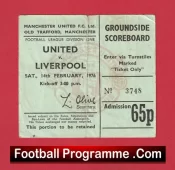 Manchester United v Liverpool 1976 – Football Match Ticket
