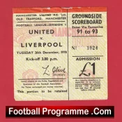 Manchester United v Liverpool 1978 – Football Ticket 1970s