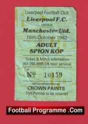Liverpool v Manchester United 1982 – Football Ticket Kop End