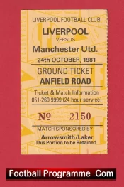 Liverpool v Manchester United 1981 – Football Ticket Kop End