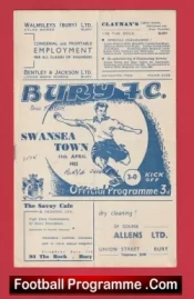 Bury v Swansea Town 1952 – 1950s Programmes