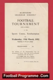 Hampshire Schools Football Tournament Southampton Sports Centre 1952