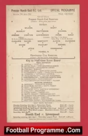 Preston North End v Manchester City 1952 – Reserves Match Card