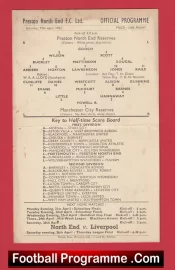 Preston North End v Manchester City 1952 – Reserves Match Card