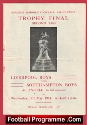 Liverpool Boys v Southampton Boys 1954 – Schoolboys Trophy Cup Final