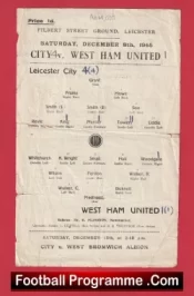 Leicester City v West Ham United 1945 – War Time Football Programmes