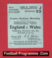 England v Wales 1954 – Match Ticket