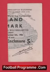 England v Denmark 1956 – Football Ticket Wolves Duncan Edwards
