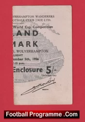 England v Denmark 1956 – Football Ticket Wolves Duncan Edwards
