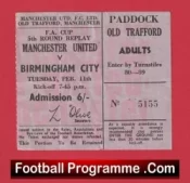 Manchester United v Birmingham City 1969 – FA Cup Replay Ticket