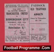 Manchester United v Birmingham City 1969 – FA Cup Replay Ticket