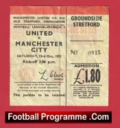 Manchester United v Manchester City 1982 – Match Ticket