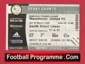 Derby County v Manchester United 2008 – Match Ticket