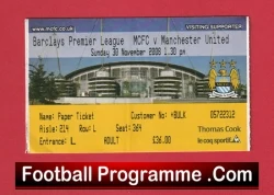 Manchester City v Manchester United 2008 - Match Ticket