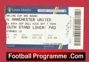 Leeds United v Manchester United 2011 – League Cup Match Ticket