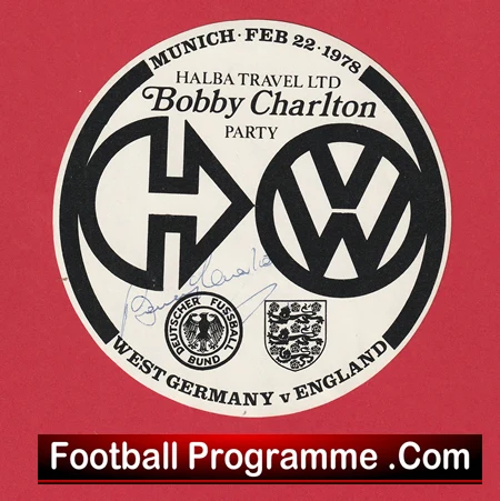 Manchester United England Bobby Charlton Autograph Signed Germany 1978 - Image 2