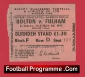 Bolton Wanderers v Fulham 1976 – Match Ticket + George Best