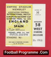 England v Spain 1968 – Match Ticket