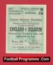 England v Belgium 1952 – Football Ticket 1950s